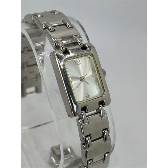 Merona Women's Tank Quartz Watch Silver Tone 7.5" Band 19mm Case-‎ New Battery - Picture 2 of 9
